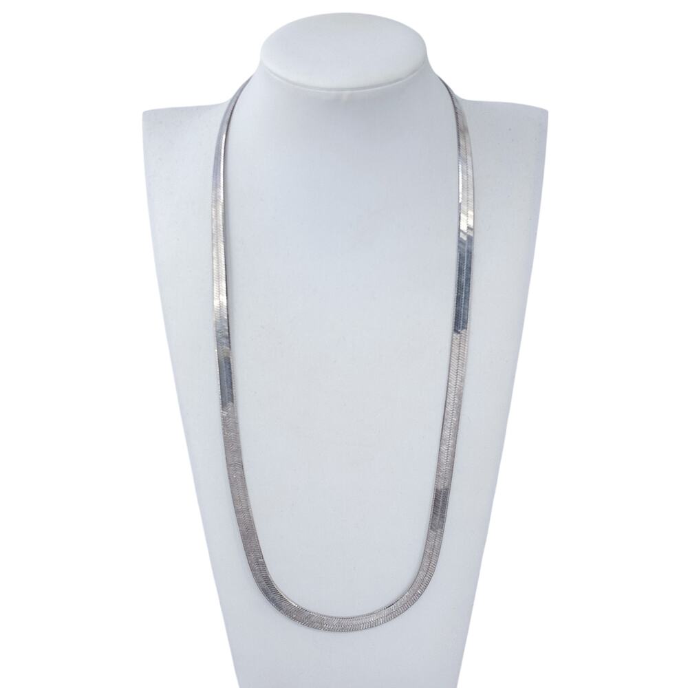 Vintage Italy Sterling Silver 925 Herringbone Chain Necklace 24"